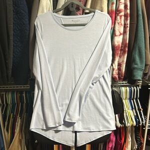 NWT Athleta Focused Long Sleeve Shirt.  Size small.  Light blue.